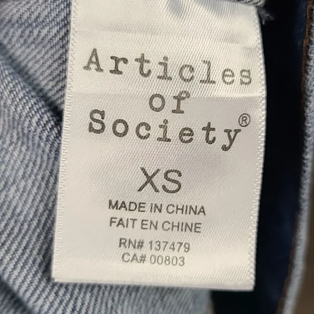Articles of Society Distressed Denim Trucker Jacket Medium Wash Women XS Capsule